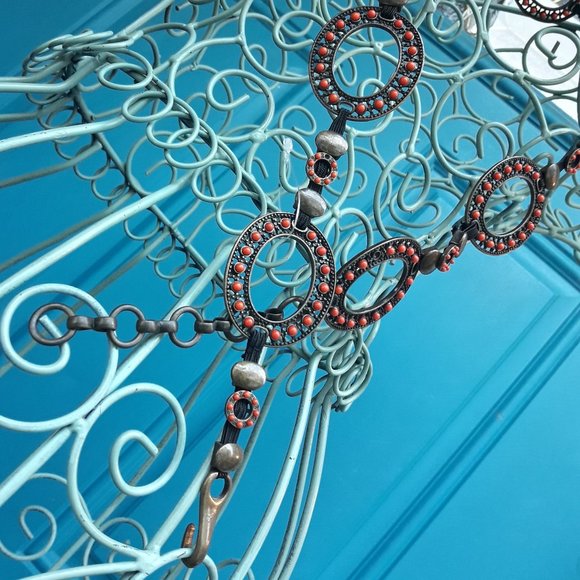 Metal Chain Link Belt Vintage Art Deco  Round Circle Cosplay Gypsy Retro 90s - Picture 15 of 15